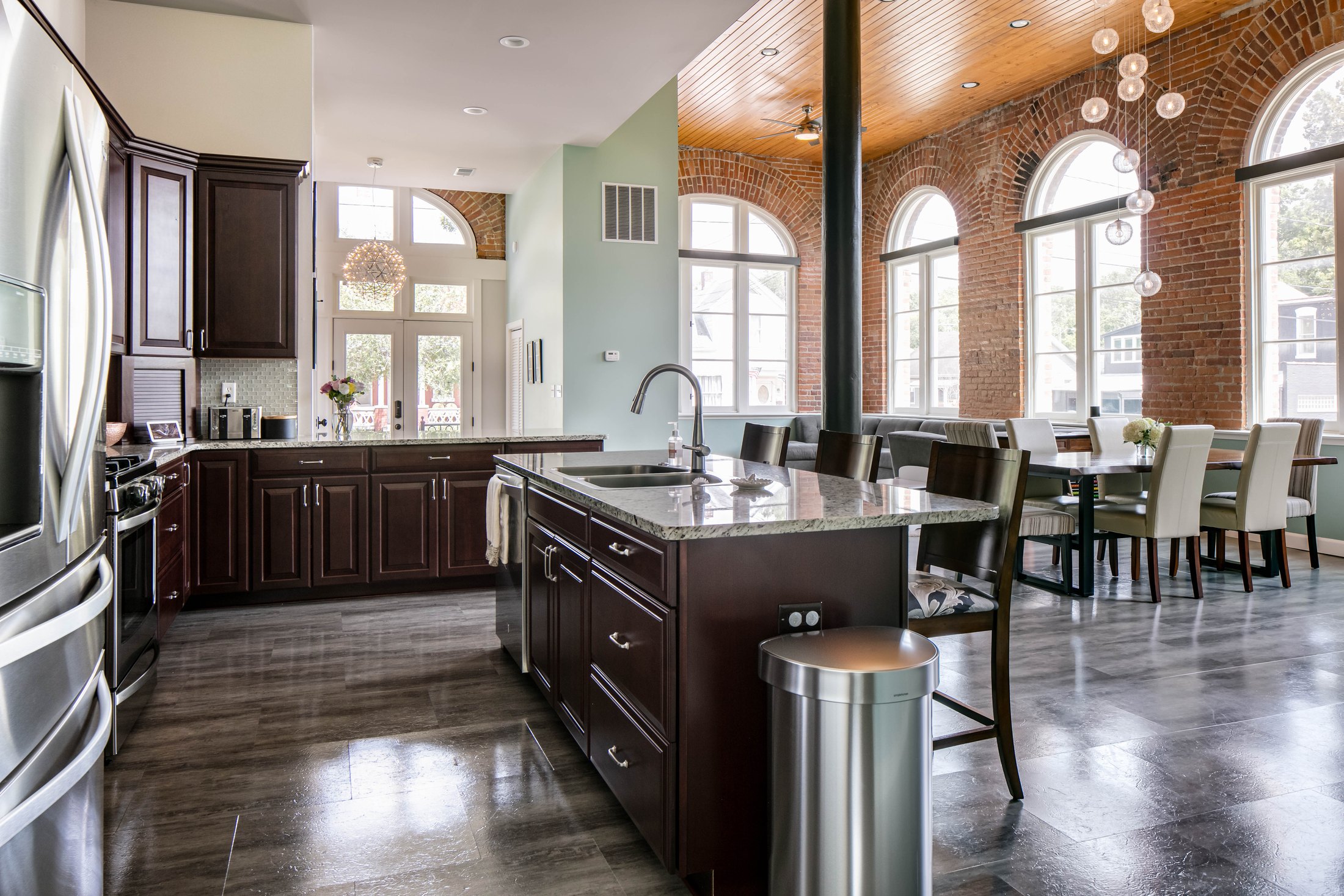 Kitchen in restored historic brewery residence