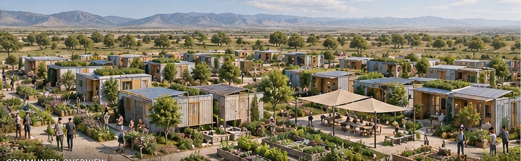 Conceptual visualization of a modular garden city