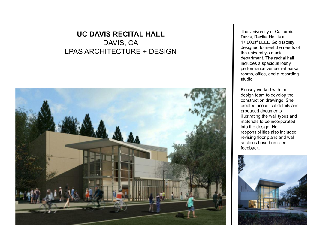 UC Davis recital hall portfolio board